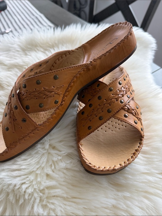 CL by Laundry Shoes - CL by Laundry Tan Braided Studded Slide Mules
